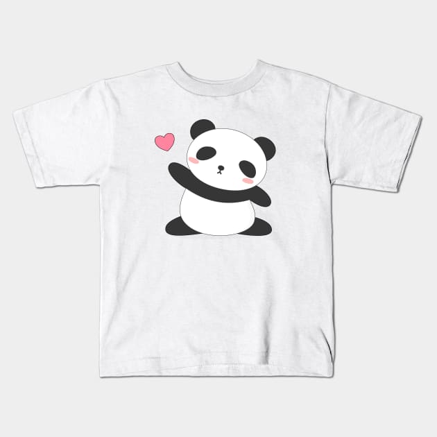 Kawaii Cute Panda Bear T-Shirt Kids T-Shirt by happinessinatee